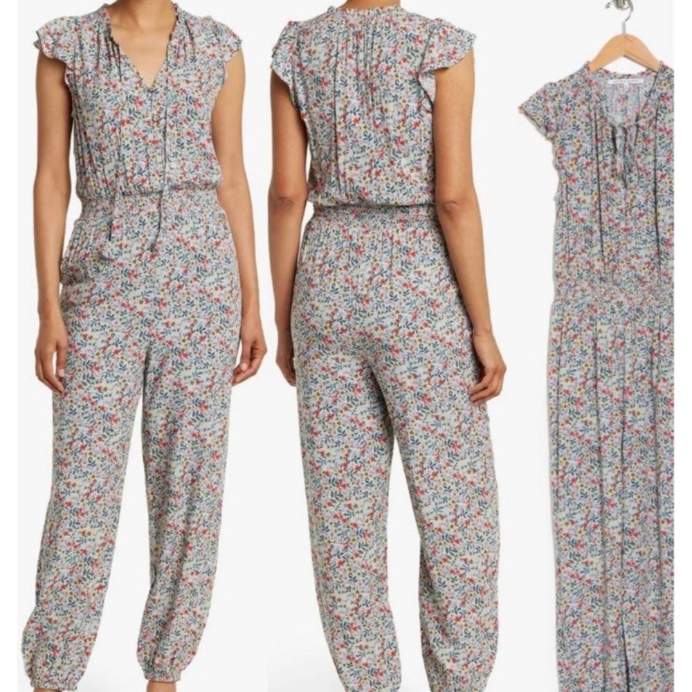 Collective Concepts Fluttery Sleeve Floral Jumpsuit